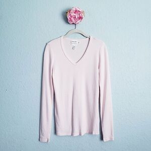 Anthropologie X Michael Stars Twinkle Pink V-neck Long Sleeve Top